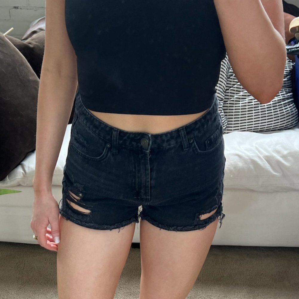 Black Distressed Shorts - Picture 5 of 7